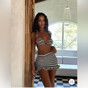 Fashion nova Count On Me Stripe Crochet Skirt Set - Black/combo NWT